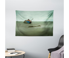 Abandoned Fishing Boat Wide Tapestry