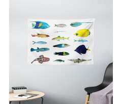 Marine Life Creatures Wide Tapestry