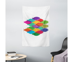 Colorful Shoal Artwork Tapestry