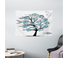 Sea Animals on Tree Theme Wide Tapestry