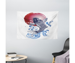 Carp on Flag Wide Tapestry