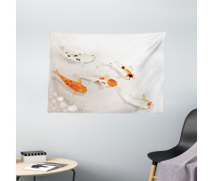 Traditional Spotted Koi Fish Wide Tapestry