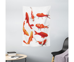 Koi Shoal Chinese Animal Tapestry