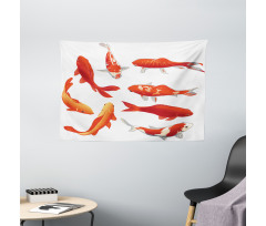 Koi Shoal Chinese Animal Wide Tapestry
