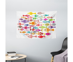 Colorful Aquarium Fishes Wide Tapestry