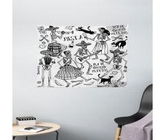 Dancing Skeletons Wide Tapestry