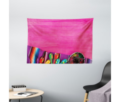 Folkloric Serape Blanke Wide Tapestry