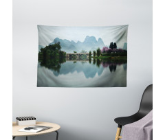 Japanese Lake View Wide Tapestry