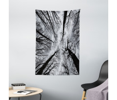 Dark Winter Forest Tree Tapestry