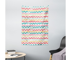 Boho Wavy Rough Lines Tapestry