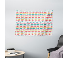 Boho Wavy Rough Lines Wide Tapestry