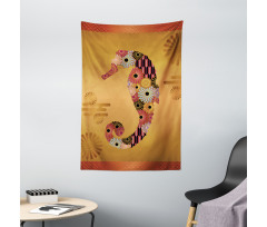 Seahorse Ornate Floral Tapestry