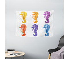 Happy Baby Seahorses Art Wide Tapestry