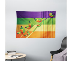 Floral Leaves Stripes Wide Tapestry