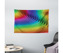 Color Wave Curls Art Wide Tapestry