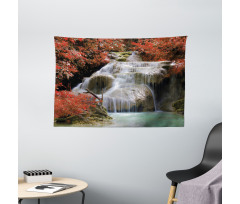 Fall Trees with Rock Wide Tapestry