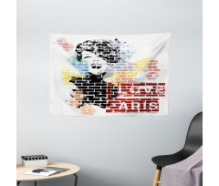 Fashion Girl Graffiti Wide Tapestry