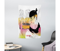 Retro Lady Sketch Art Tapestry