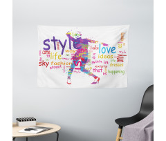 Woman Silhouette Wide Tapestry