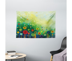 Retro Dandelions Wide Tapestry