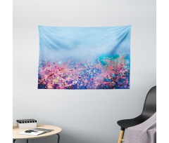 Retro Cherry Blossom Wide Tapestry