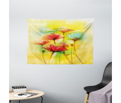 Poppy Flowers Blossom Wide Tapestry