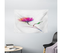 Watercolor Poppy Flower Wide Tapestry