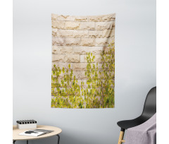 Brick Wall with Leaf Tapestry