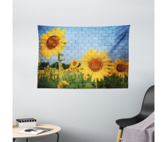 Sunflowers on the Wall Wide Tapestry