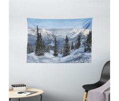 Woodland Snowy Mountain Wide Tapestry