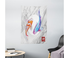 Watercolor Japanese Carps Tapestry
