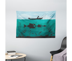 Fishing on Boat Nautical Wide Tapestry