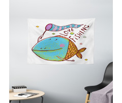 Funny Cartoon Illustration Wide Tapestry