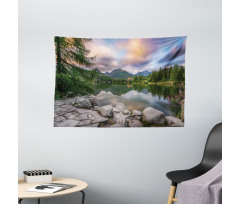 Lake by Forest Mountain Wide Tapestry