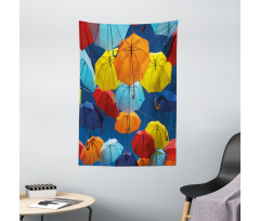 Colorful Umbrellas Sky Tapestry