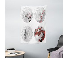 Floral Art on Umbrella Tapestry