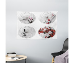 Floral Art on Umbrella Wide Tapestry