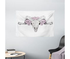 Roses with Bones Bohemian Wide Tapestry