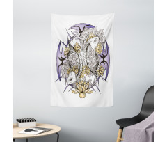 Fish Skeleton Lotus Art Tapestry