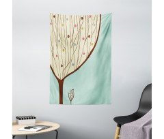 Aqua Hand Drawn Tree Tapestry