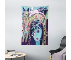 Avatar Woman Cat Tapestry
