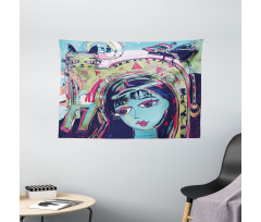 Avatar Woman Cat Wide Tapestry