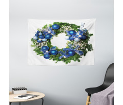 Snowflakes Wreath Ornate Wide Tapestry