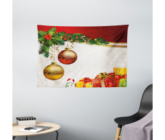 Yule Eve Balls Baubles Wide Tapestry