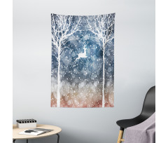 Flying Deer Ombre Snow Tapestry