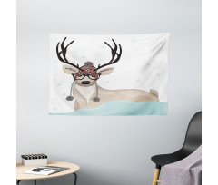 Hipster Deer with Glasses Wide Tapestry