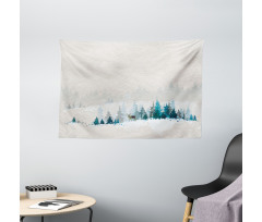 Watercolor Art Pine Trees Wide Tapestry