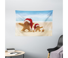 Santa Starfishes Wide Tapestry