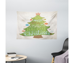 Merry Wish on Pine Tree Wide Tapestry