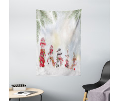 Little Snowmen in Snow Tapestry